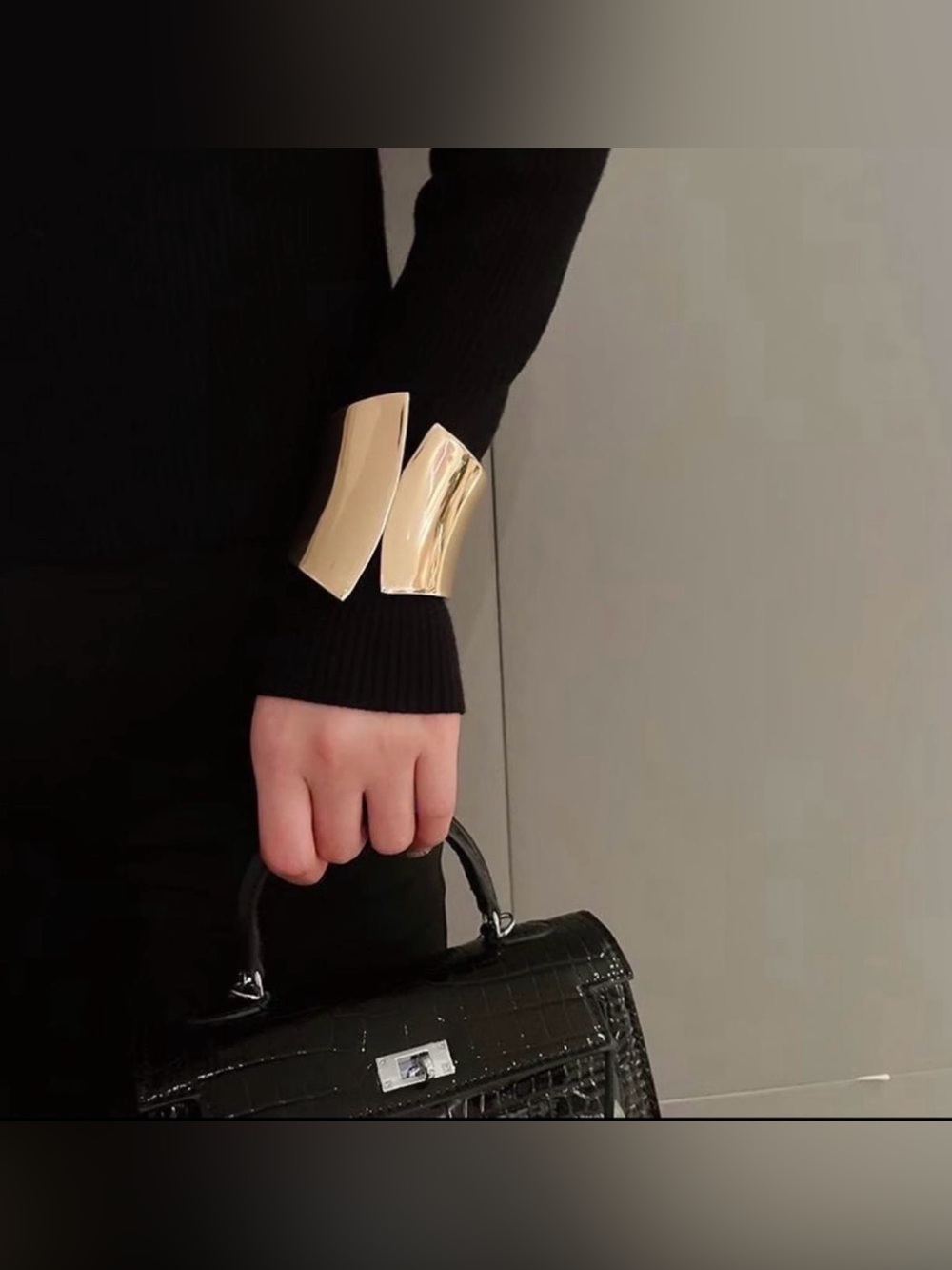Gold Metal Statement Cuff Bracelet